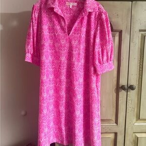 Jude Connally Vibrant Pink Chevron Dress Size XL